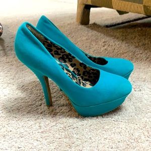 Teal high heels